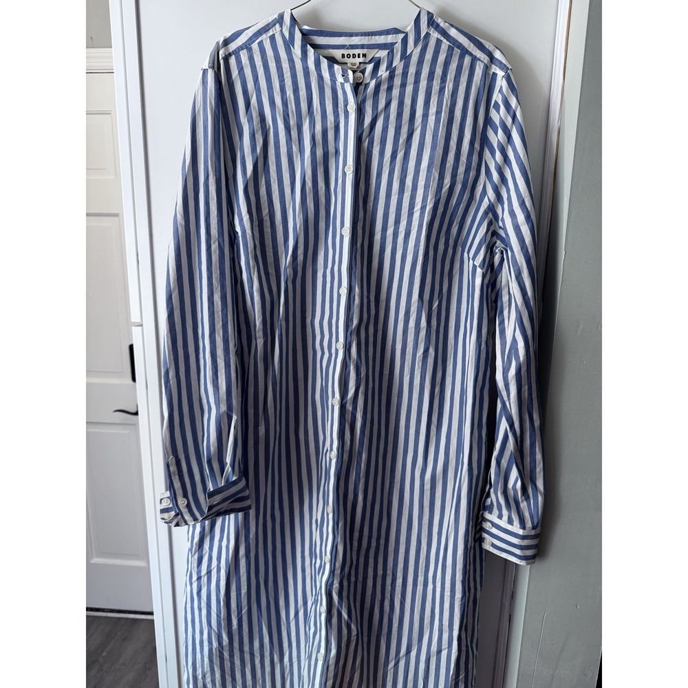 Boden  Cloth Blue White Stripe Maxi‎ Sundress 14 Pockets